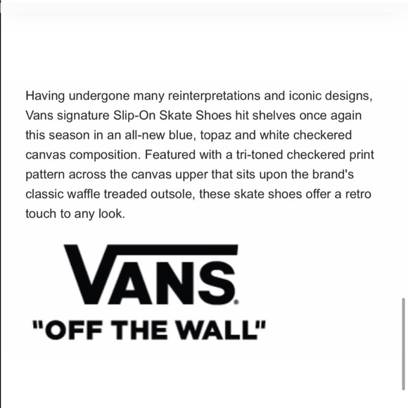 NWT Vans Checkerboard Tri Blue White Slip On - Picture 7 of 7